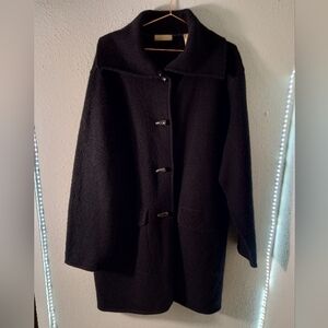 Women's Kate Hill 100% Wool Midi Utility Coat with Wood Buttons Plus Size 3X